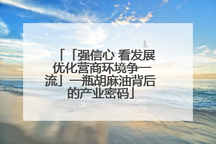「强信心 看发展 优化营商环境争一流」一瓶胡麻油背后的产业密码