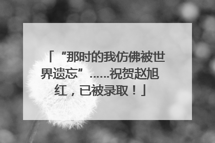 “那时的我仿佛被世界遗忘”……祝贺赵旭红，已被录取！