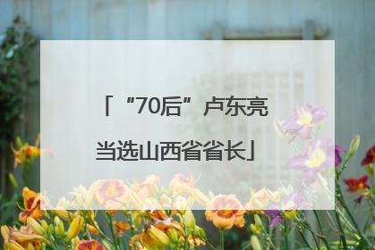 “70后”卢东亮当选山西省省长