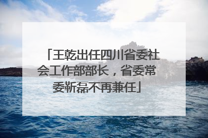 王乾出任四川省委社会工作部部长，省委常委靳磊不再兼任