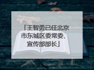 王智勇已任北京市东城区委常委、宣传部部长