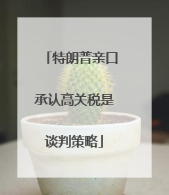 特朗普亲口承认高关税是谈判策略