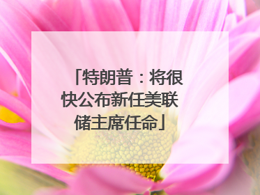 特朗普：将很快公布新任美联储主席任命
