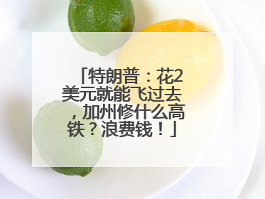 特朗普：花2美元就能飞过去，加州修什么高铁？浪费钱！