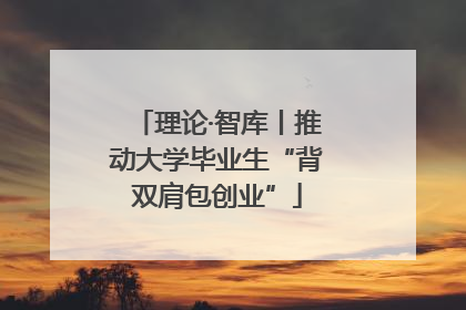 理论·智库丨推动大学毕业生“背双肩包创业”