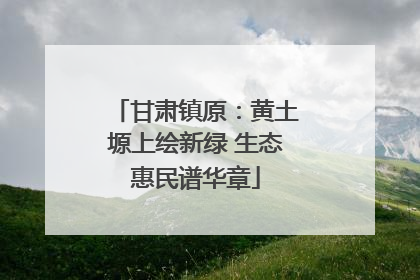 甘肃镇原：黄土塬上绘新绿 生态惠民谱华章