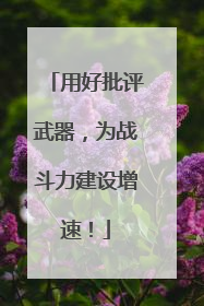 用好批评武器，为战斗力建设增速！