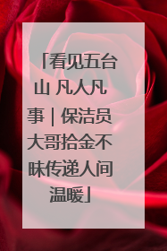 看见五台山 凡人凡事｜保洁员大哥拾金不昧传递人间温暖