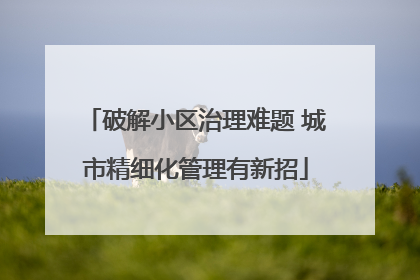破解小区治理难题 城市精细化管理有新招