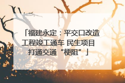 福建永定：平交口改造工程竣工通车 民生项目打通交通“梗阻”