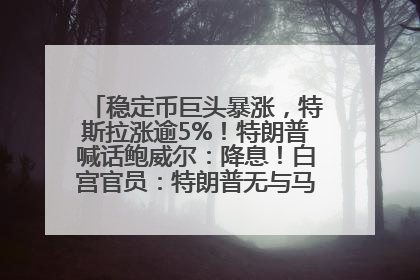 稳定币巨头暴涨，特斯拉涨逾5%！特朗普喊话鲍威尔：降息！白宫官员：特朗普无与马斯克交谈计划，他正考虑卖掉红色特斯拉