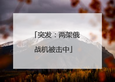 突发：两架俄战机被击中