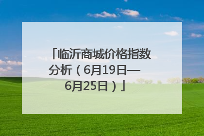 临沂商城价格指数分析（6月19日—6月25日）