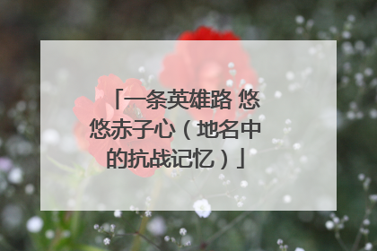 一条英雄路 悠悠赤子心（地名中的抗战记忆）