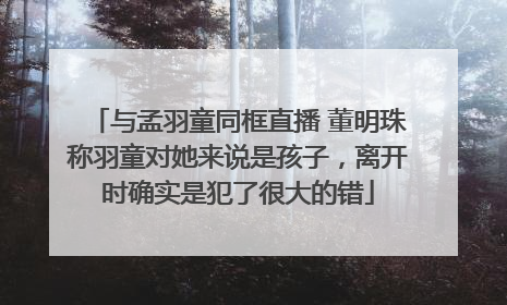 与孟羽童同框直播 董明珠称羽童对她来说是孩子，离开时确实是犯了很大的错