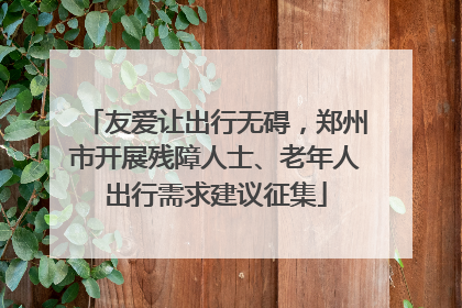 友爱让出行无碍，郑州市开展残障人士、老年人出行需求建议征集