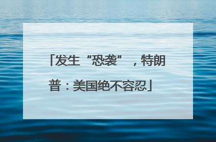 发生“恐袭”，特朗普：美国绝不容忍