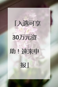 入选可享30万元资助！速来申报