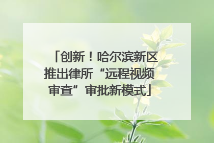 创新！哈尔滨新区推出律所“远程视频审查”审批新模式