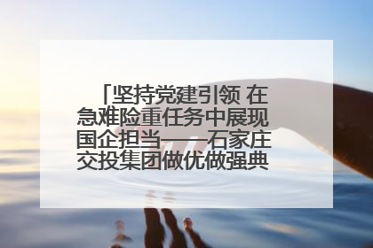坚持党建引领 在急难险重任务中展现国企担当——石家庄交投集团做优做强典型报道之一