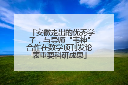 安徽走出的优秀学子，与导师“韦神”合作在数学顶刊发论表重要科研成果