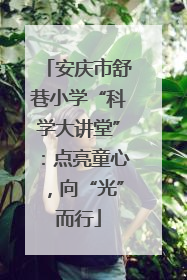安庆市舒巷小学“科学大讲堂”：点亮童心，向“光”而行