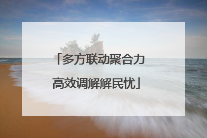 多方联动聚合力 高效调解解民忧