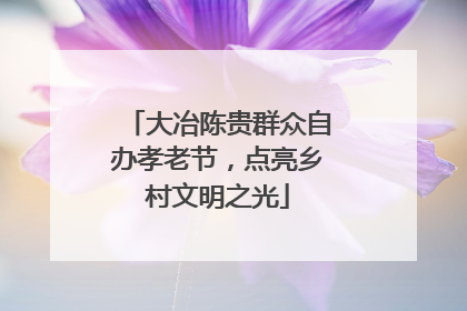 大冶陈贵群众自办孝老节，点亮乡村文明之光
