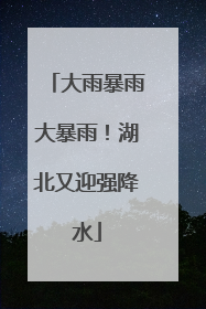 大雨暴雨大暴雨！湖北又迎强降水