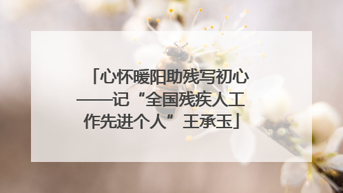 心怀暖阳助残写初心——记“全国残疾人工作先进个人”王承玉