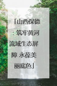 山西保德：筑牢黄河流域生态屏障 永葆美丽底色