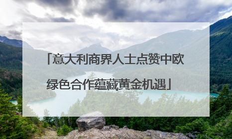 意大利商界人士点赞中欧绿色合作蕴藏黄金机遇