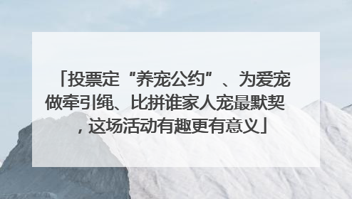 投票定“养宠公约”、为爱宠做牵引绳、比拼谁家人宠最默契，这场活动有趣更有意义