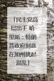 民主党高层出手 哈里斯：特朗普政府刻意在加州挑起混乱