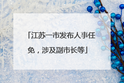 江苏一市发布人事任免，涉及副市长等