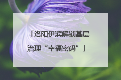 洛阳伊滨解锁基层治理“幸福密码”