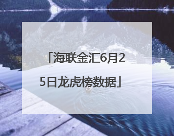海联金汇6月25日龙虎榜数据