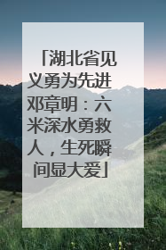 湖北省见义勇为先进邓章明：六米深水勇救人，生死瞬间显大爱