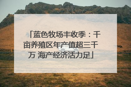 蓝色牧场丰收季：千亩养殖区年产值超三千万 海产经济活力足