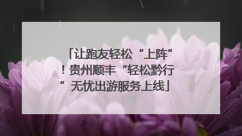 让跑友轻松“上阵”！贵州顺丰“轻松黔行”无忧出游服务上线