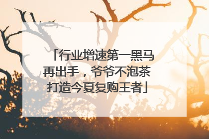 行业增速第一黑马再出手，爷爷不泡茶打造今夏复购王者