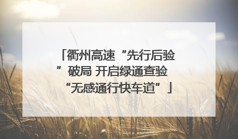 衢州高速“先行后验”破局 开启绿通查验“无感通行快车道”