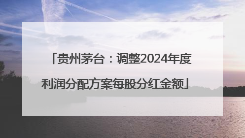 贵州茅台：调整2024年度利润分配方案每股分红金额