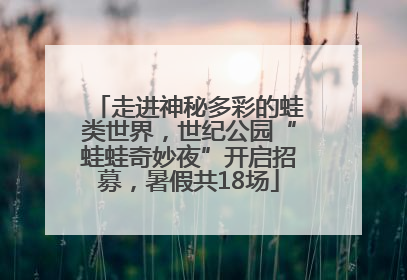 走进神秘多彩的蛙类世界，世纪公园“蛙蛙奇妙夜”开启招募，暑假共18场