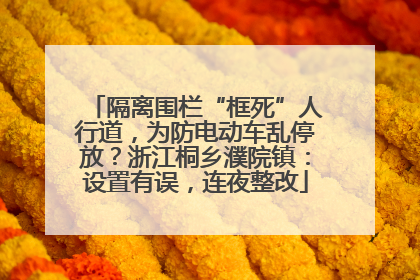 隔离围栏“框死”人行道，为防电动车乱停放？浙江桐乡濮院镇：设置有误，连夜整改