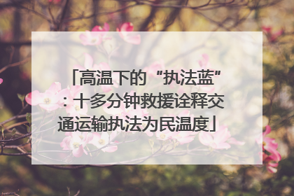 高温下的“执法蓝”：十多分钟救援诠释交通运输执法为民温度
