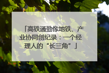 高铁通勤像地铁、产业协同创纪录：一个经理人的“长三角”