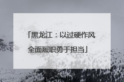 黑龙江：以过硬作风全面履职勇于担当