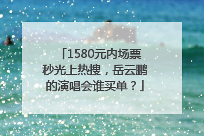 1580元内场票秒光上热搜，岳云鹏的演唱会谁买单？