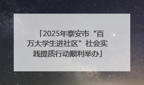 2025年泰安市“百万大学生进社区”社会实践提质行动顺利举办
